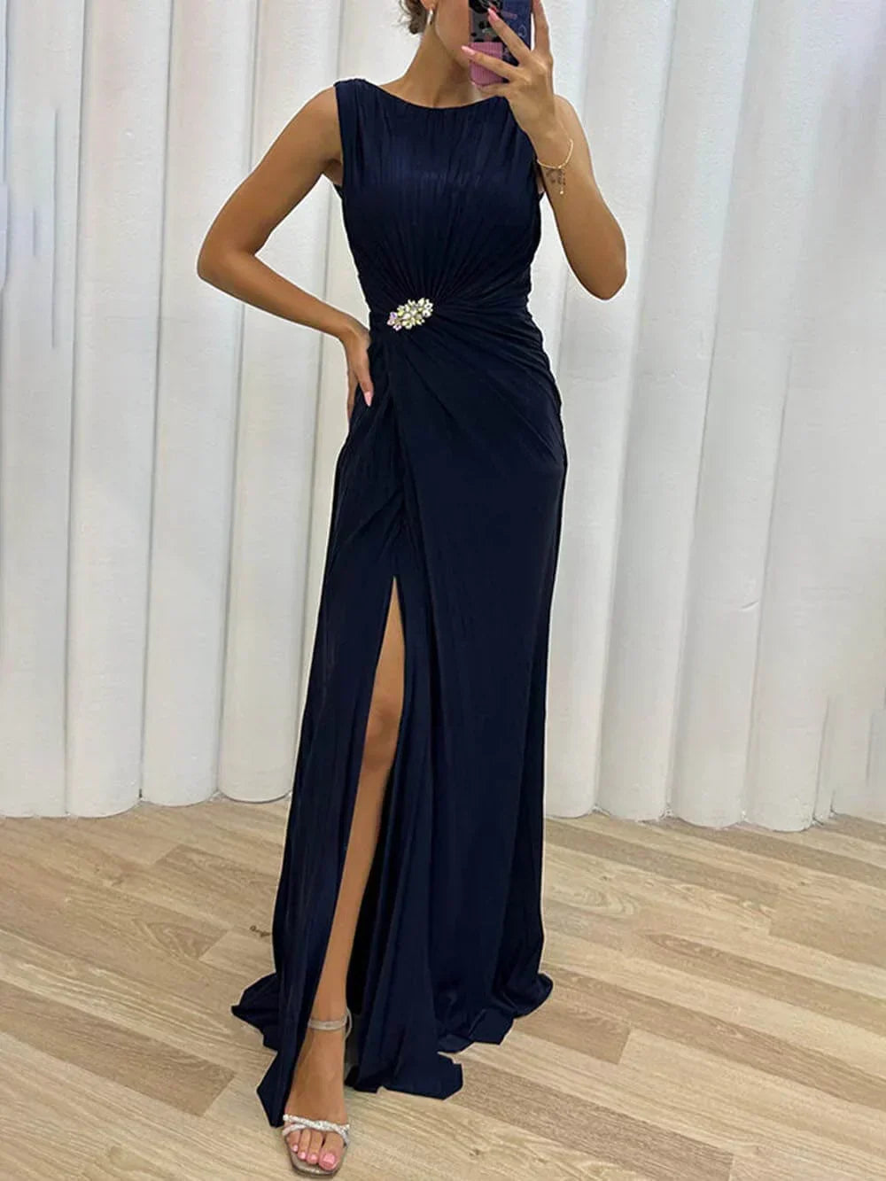 Serena | Pleated Maxi Evening Dress