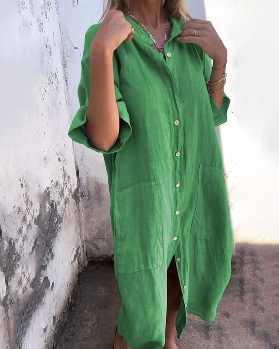 MEIVA | Cotton Linen Shirt Long Dress