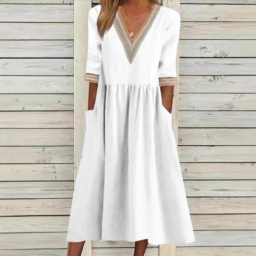 Olivia | Lace Collar Mid-Length Dress
