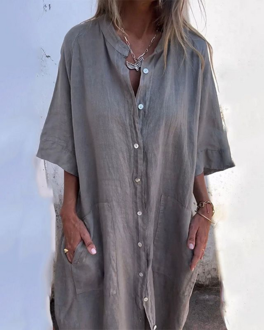 MEIVA | Cotton Linen Shirt Long Dress