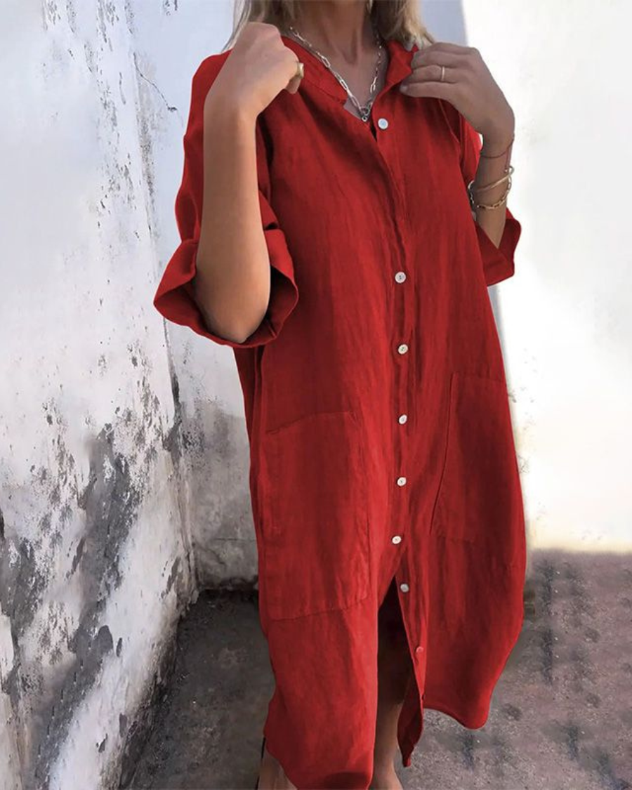 MEIVA | Cotton Linen Shirt Long Dress