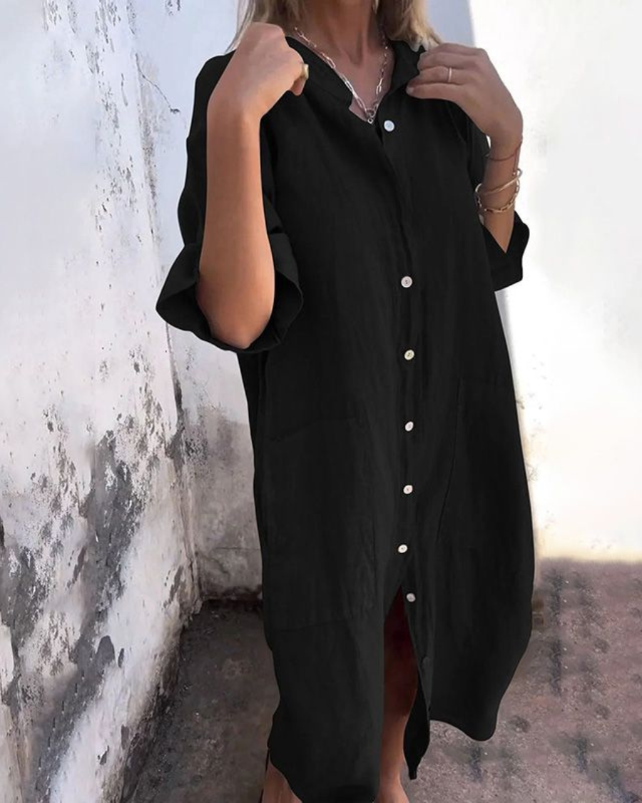 MEIVA | Cotton Linen Shirt Long Dress