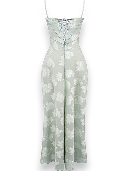 Amara Blossom Green Floral Vintage Gown
