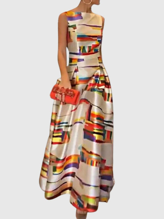Ashlynn - Chic O-Neck Pleated Sleeveless Evening Dress