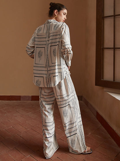 Mira Satin Cactus Print Set