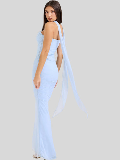Isla Satin Crepe Corset Evening Gown