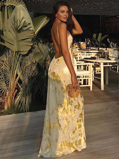 Nora Metallic Maxi Dress