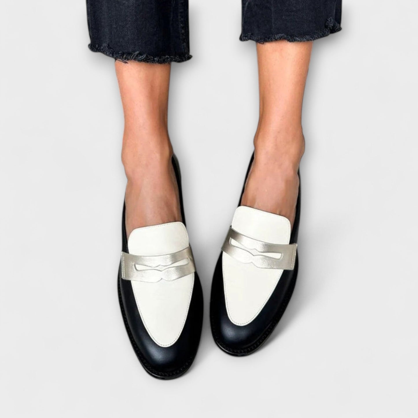 Xara Black Metallic Loafers