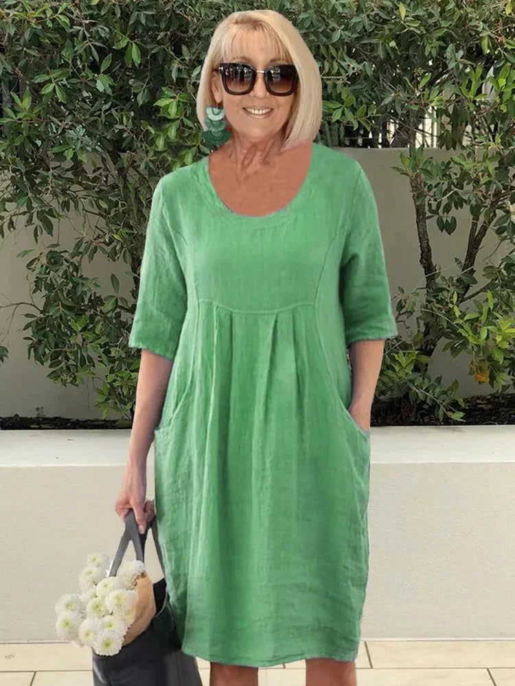 MAËLINE™ | LIGHTWEIGHT COTTON DRESS WITH POCKETS